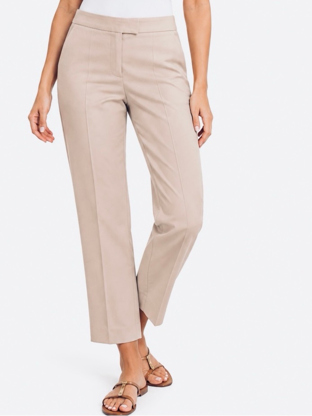AUDREY & CELINE Stretchy Tailored Blush Ankle-Length Cropped Pants Trousers LHP